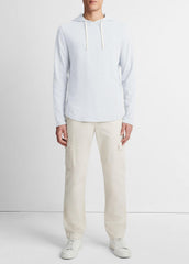 VINCE | Textured Cotton Hoodie in Sweatshirts & Hoodies - SHIRTING BLUE