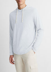 VINCE | Textured Cotton Hoodie in Sweatshirts & Hoodies - SHIRTING BLUE