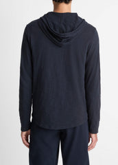 VINCE | Textured Cotton Hoodie in Sweatshirts & Hoodies - COASTAL BLUE
