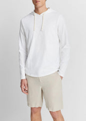 VINCE | Textured Cotton Hoodie in Sweatshirts & Hoodies - OPTIC WHITE