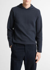 VINCE | Variegated Stripe Double-Face Cotton-Blend Hoodie in Sweatshirts & Hoodies - COASTAL BLUE/COASTAL BLUE