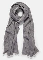 VINCE | Herringbone Cashmere Scarf in Scarves & Hats - WHITE/BLACK