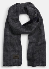 VINCE | Double-Face Plaid Wool-Cashmere Scarf in Scarves & Hats - COASTAL BLUE/MEDIUM HEATHER GREY