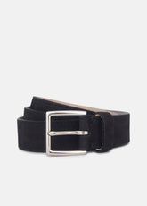 VINCE | Men's 32mm Nubuck Leather Belt in Belts - BLACK/PALLADIUM