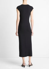 VINCE | Jersey Draped Cowl-Neck Dress in Dresses & Skirts - BLACK