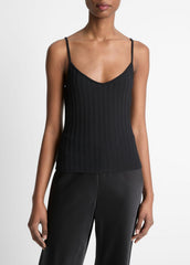 VINCE | Ribbed V-Neck Camisole in Shirts & Tees - BLACK
