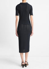 VINCE | Textural Cotton Midi Skirt in Dresses & Skirts - COASTAL BLUE