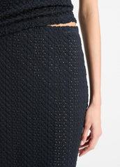 VINCE | Textural Cotton Midi Skirt in Dresses & Skirts - COASTAL BLUE