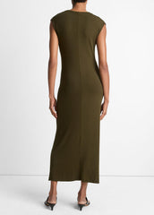 VINCE | Jersey Draped Cowl-Neck Dress in Dresses & Skirts - VERDE