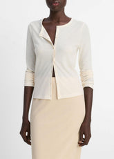 VINCE | Cotton Crepe Jersey Cardigan in Shirts & Tees - OAT SHELL