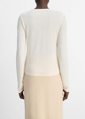 VINCE | Cotton Crepe Jersey Cardigan in Shirts & Tees - OAT SHELL