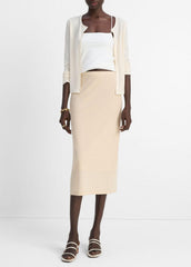 VINCE | Cotton Crepe Jersey Cardigan in Shirts & Tees - OAT SHELL