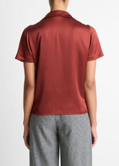 VINCE | Silk Short-Sleeve Button-Front Shirt in Shirts & Tees - SIENA