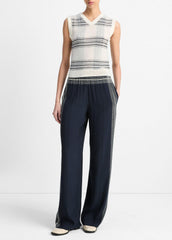 VINCE | Featherweight Plaid Wool Sweater Vest in Sweaters - OFF WHITE/COASTAL BLUE