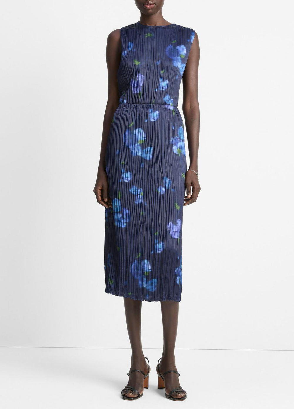 VINCE | Poppy Blur Crushed Satin Column Skirt in Dresses & Skirts - MIDNIGHT