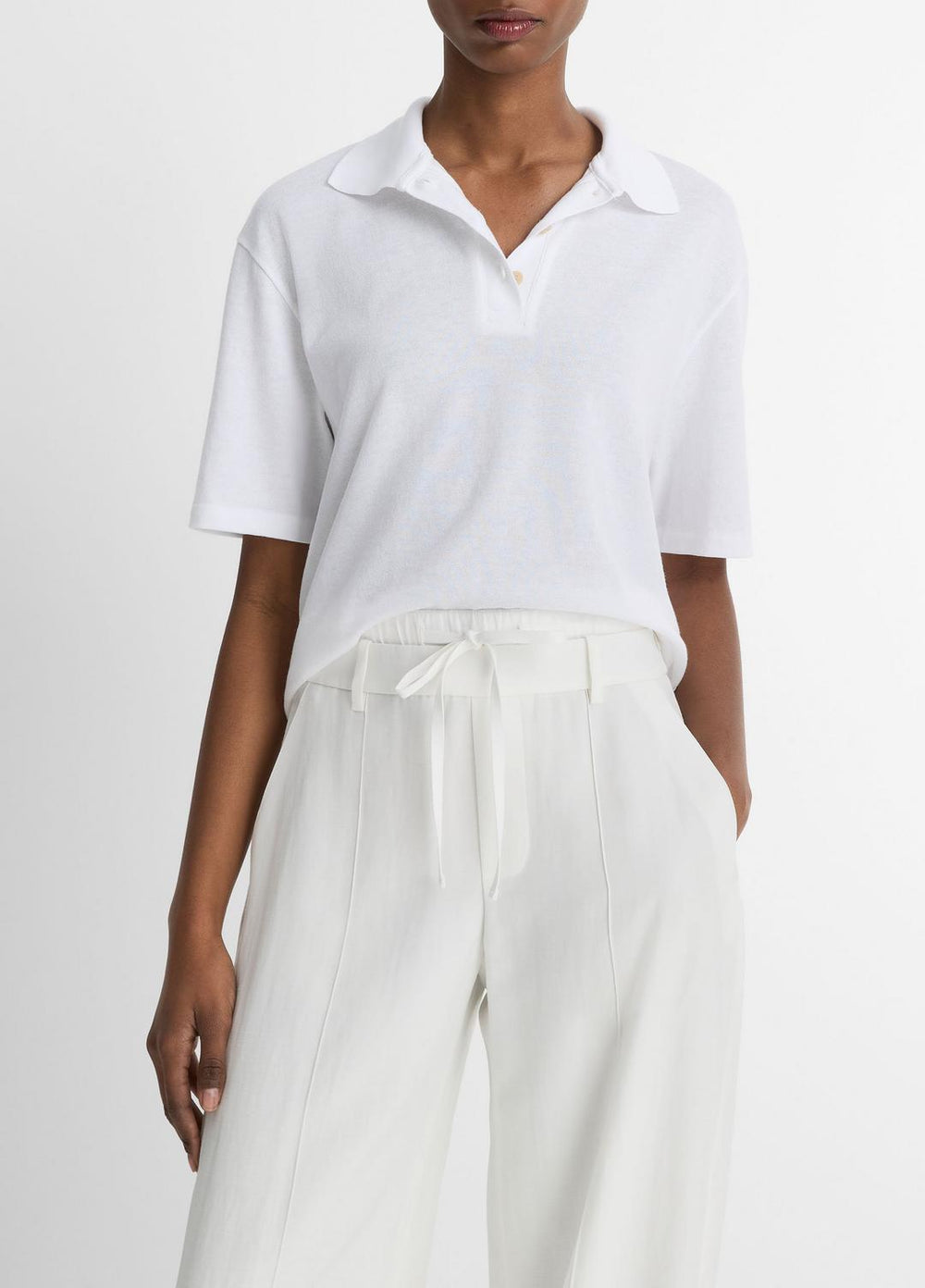 VINCE | Easy Cotton Polo Shirt in Shirts & Tees - OPTIC WHITE