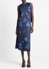 VINCE | Poppy Blur Crushed Satin Shell in Shirts & Tees - MIDNIGHT