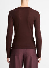 VINCE | Wool Long-Sleeve Henley in Shirts & Tees - CHERRY NIGHT