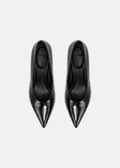 VINCE | Diane Croc-Embossed Leather Pump in Shoes - BLACK