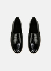 VINCE | Blair Croc-Embossed Leather Sneaker in Shoes - BLACK