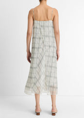 VINCE | Fenced Plaid Layered Dress in Dresses & Skirts - OFF WHITE/GREY