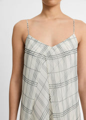 VINCE | Fenced Plaid Layered Dress in Dresses & Skirts - OFF WHITE/GREY