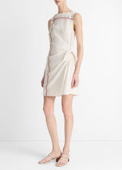 VINCE | Handkerchief-Stripe Wrap Dress in Dresses & Skirts - OAT SHELL/BRICK ROSE