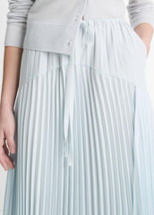 VINCE | Pleated Satin Tiered Skirt in Dresses & Skirts - SKY MIST