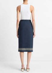 VINCE | Handkerchief-Stripe Straight Wrap Skirt in Dresses & Skirts - COASTAL BLUE/PALE CANYON