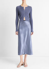 VINCE | Contrast-Waistband Satin Bias Skirt in Dresses & Skirts - MAUVE THISTLE