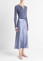 VINCE | Contrast-Waistband Satin Bias Skirt in Dresses & Skirts - MAUVE THISTLE