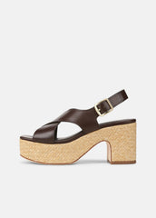 VINCE | Clementina Leather Platform Sandal in Shoes - CACAO BROWN