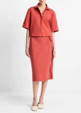 VINCE | Cotton-Blend Straight Wrap Skirt in Dresses & Skirts - BRICK ROSE
