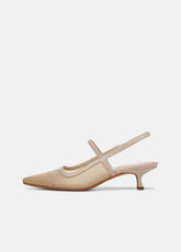 VINCE | Venice Leather and Mesh Slingback Kitten Heel in Shoes - BIRCH SAND