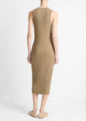 VINCE | Ribbed Cotton-Blend Button-Front Dress in Dresses & Skirts - TAPENADE