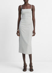 VINCE | Checked Smocked Tank Dress in Dresses & Skirts - BLACK COMBO