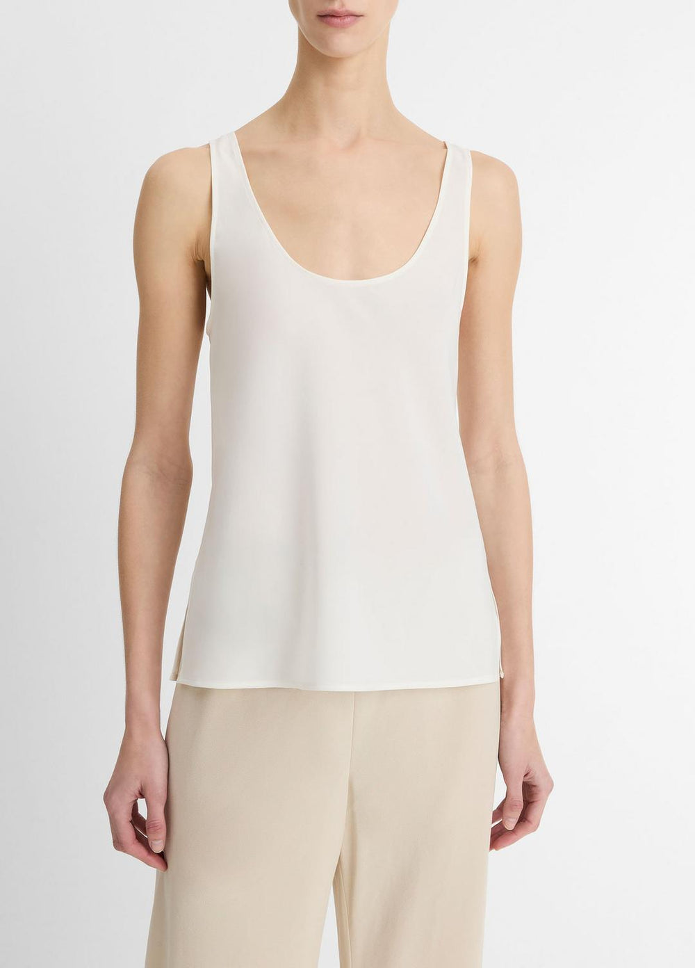 VINCE | Classic Stretch-Silk Bias Tank in Shirts & Tees - OFF WHITE