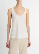 VINCE | Classic Stretch-Silk Bias Tank in Shirts & Tees - OFF WHITE