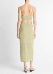VINCE | Checked Smocked Midi Skirt in Dresses & Skirts - HERBARIA COMBO