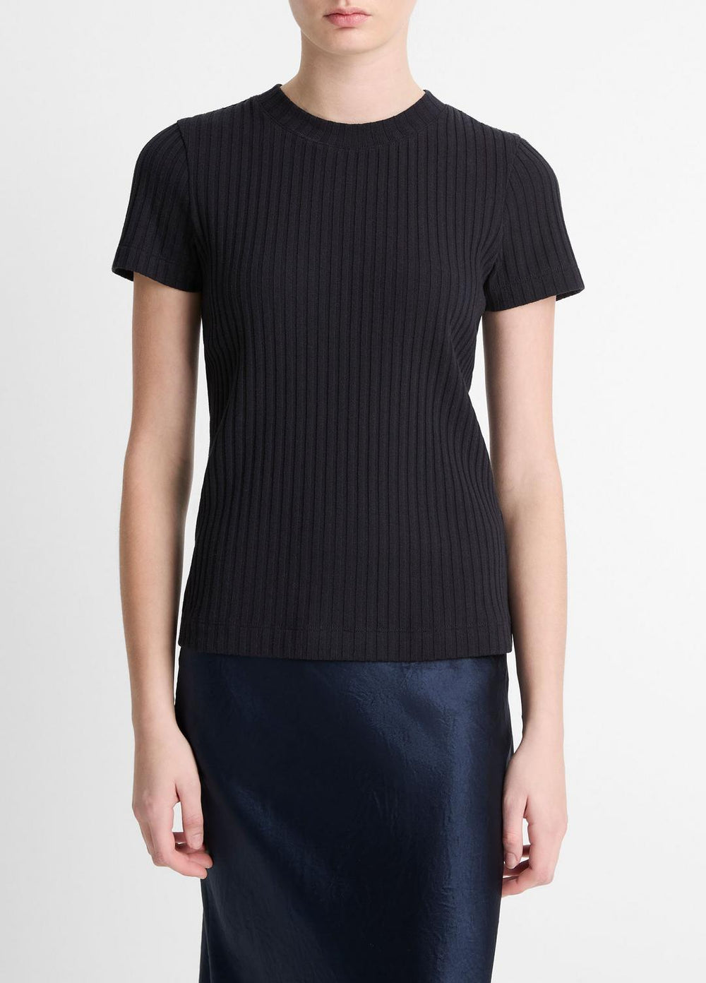 VINCE | Ribbed Cotton-Blend Top in Shirts & Tees - COASTAL BLUE