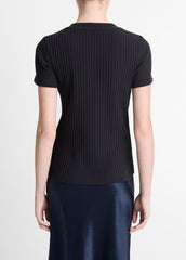 VINCE | Ribbed Cotton-Blend Top in Shirts & Tees - COASTAL BLUE