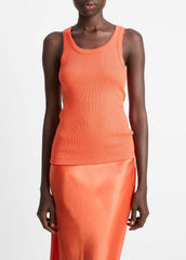 VINCE | Ribbed Scoop-Neck Tank in Shirts & Tees - BURNT ORCHID