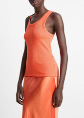 VINCE | Ribbed Scoop-Neck Tank in Shirts & Tees - BURNT ORCHID
