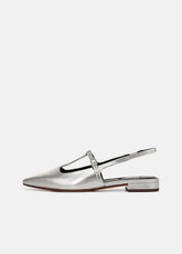 VINCE | Iliana Metallic Leather Slingback Flat in Shoes - SILVER