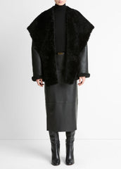 VINCE | Shearling Hooded Jacket in Jackets - BLACK