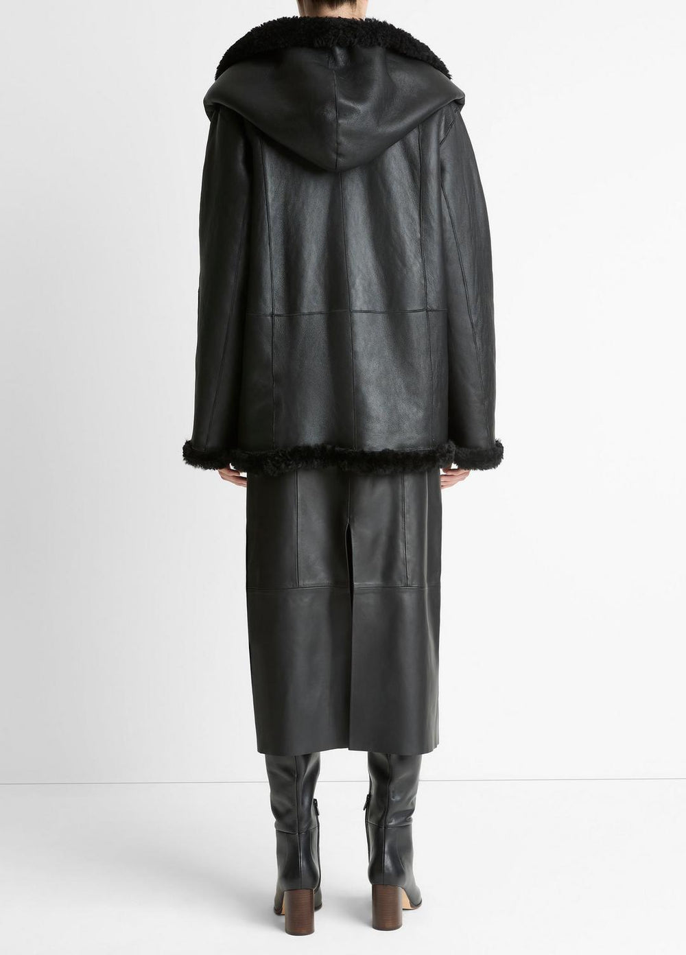 VINCE | Shearling Hooded Jacket in Jackets - BLACK