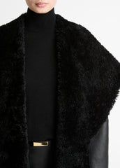 VINCE | Shearling Hooded Jacket in Jackets - BLACK