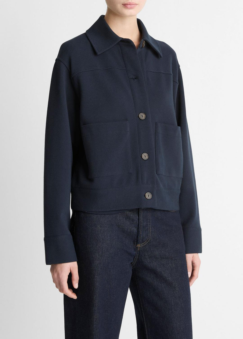 VINCE | Double-Face Cropped Jacket in Jackets - COASTAL BLUE