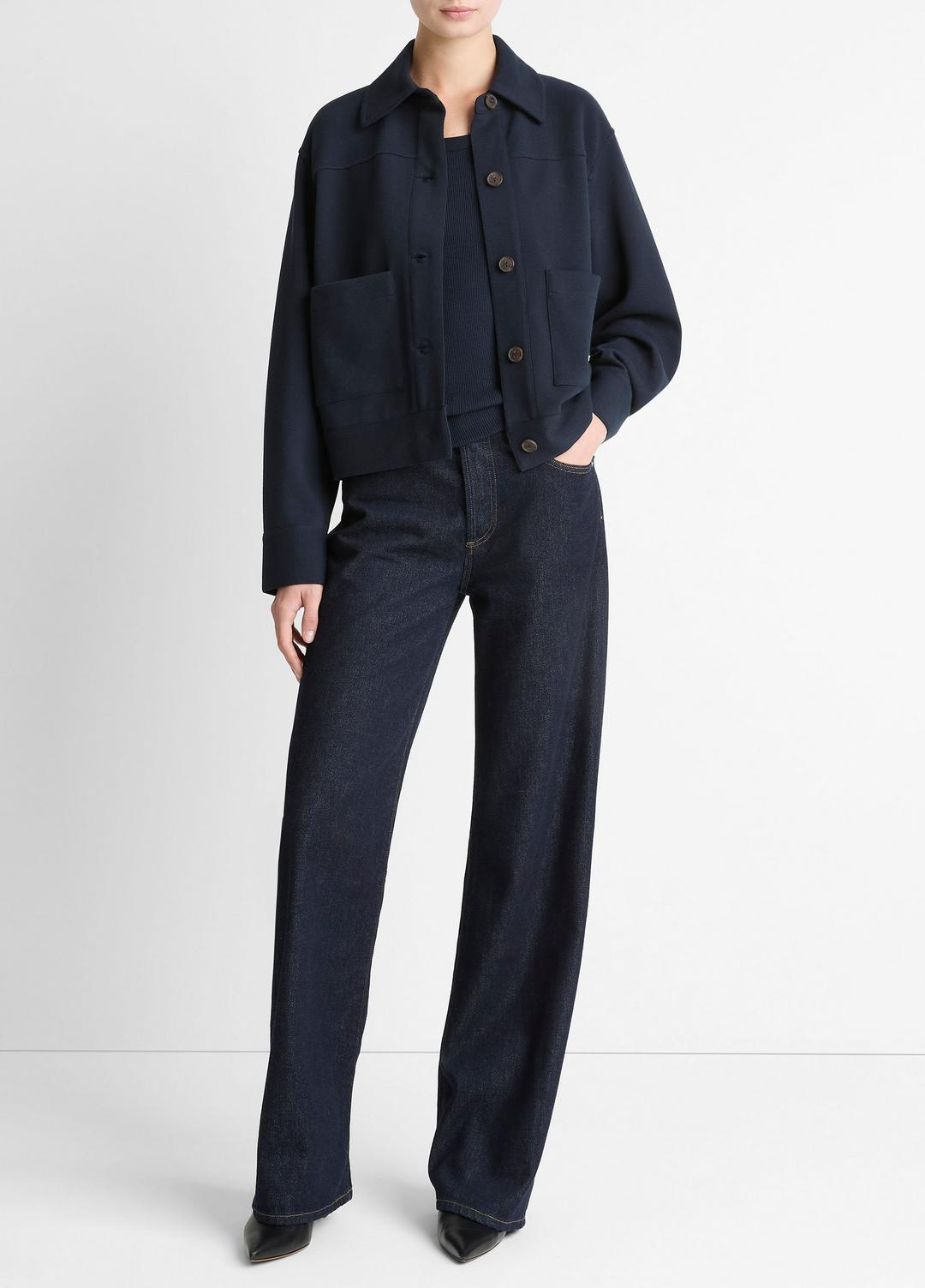 VINCE | Double-Face Cropped Jacket in Jackets - COASTAL BLUE