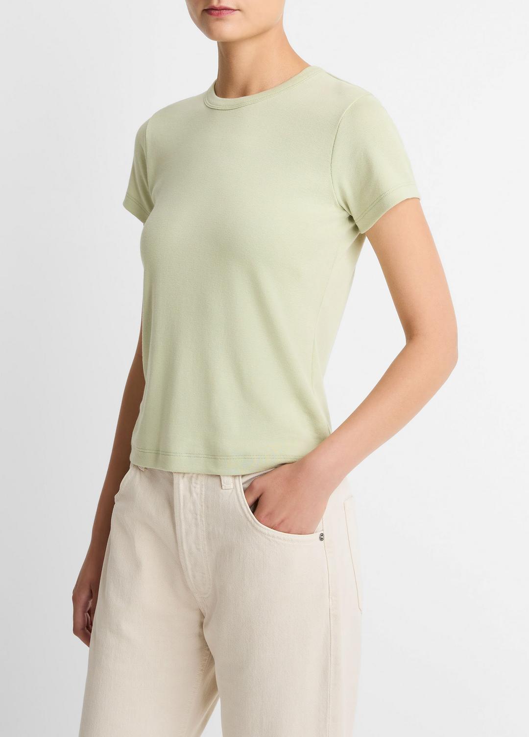 VINCE | Pima Cotton-Blend '90s Shrunken T-Shirt in Short Sleeve - PALE FERN